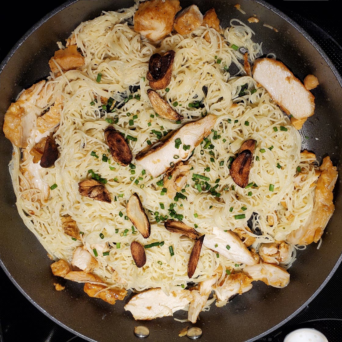 Garlicky Noodles with Chives & Parmesan