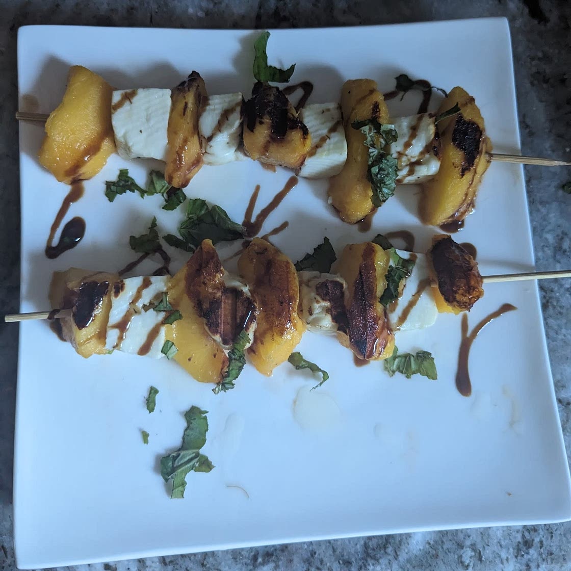 Grilled Peach and Halloumi Skewers