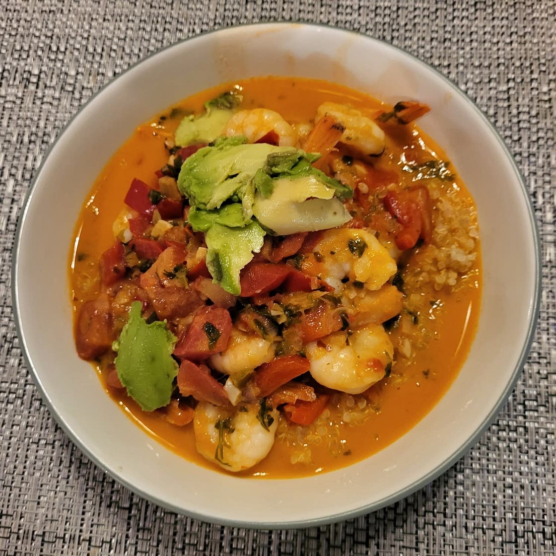 Garlic Shrimp in Coconut Milk, Tomatoes and Cilantro