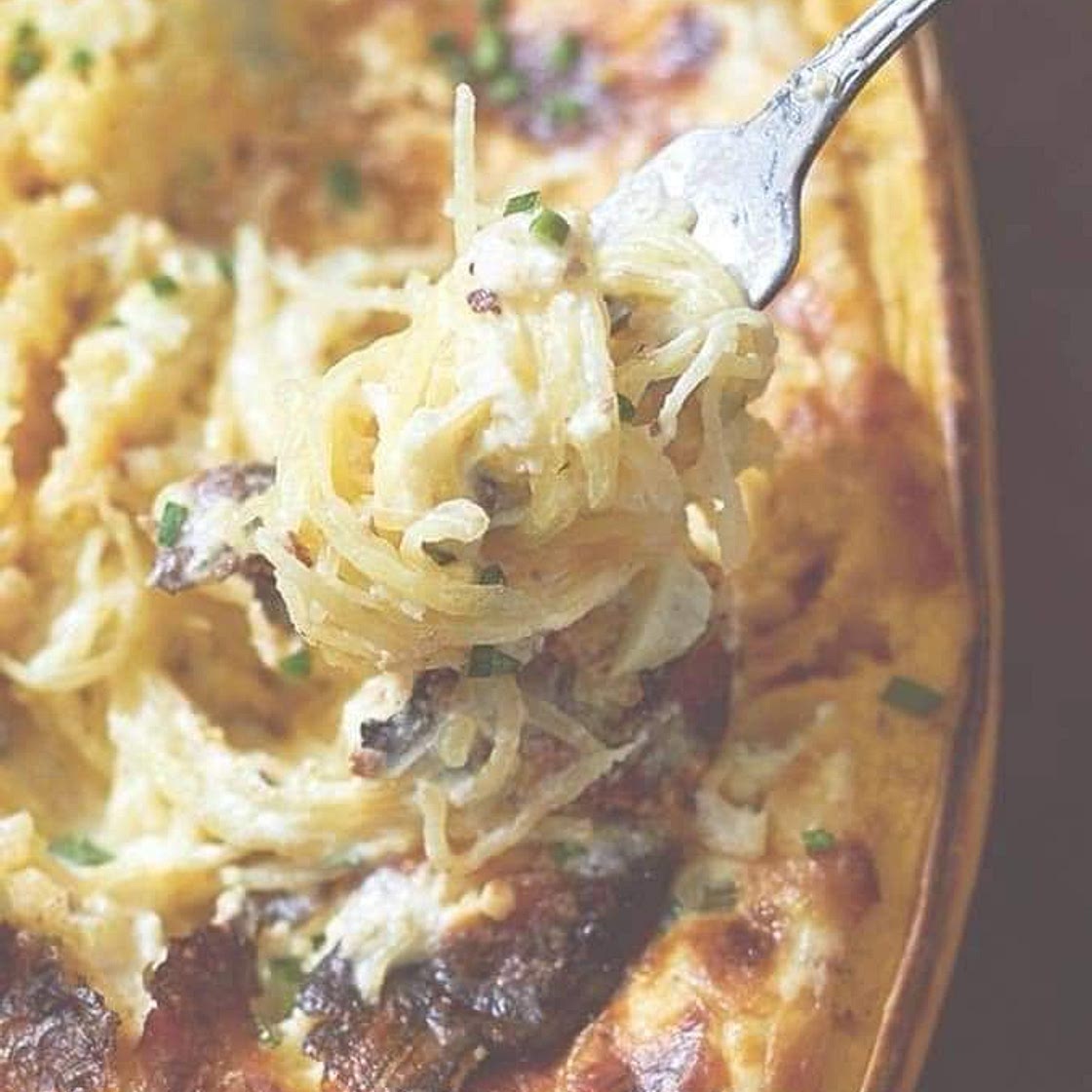 FOUR CHEESE GARLIC SPAGHETTI SQUASH