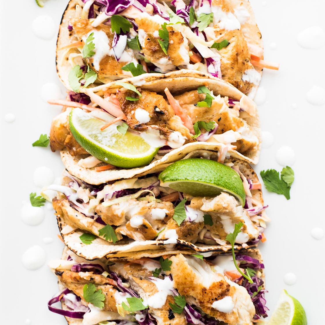 Fish Tacos with Sriracha Aioli Slaw