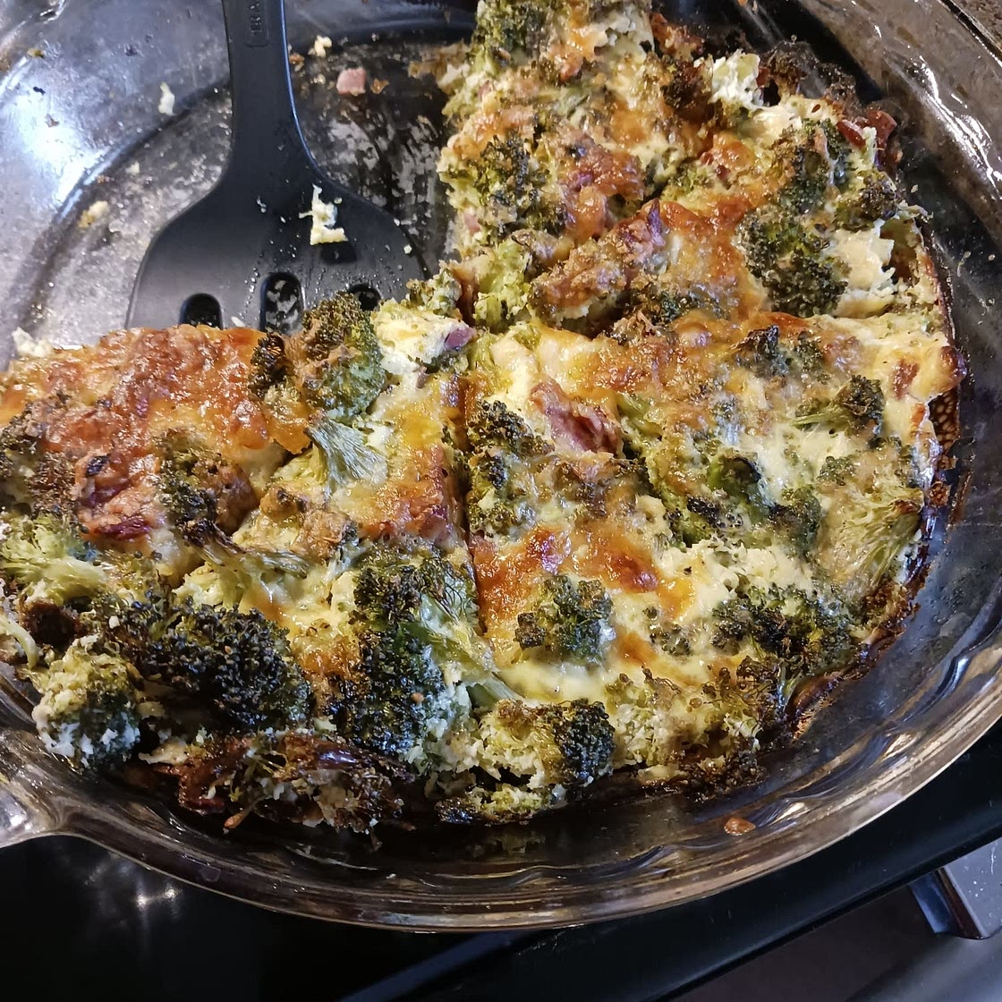 Bacon Broccoli Cheddar Crustless Quiche