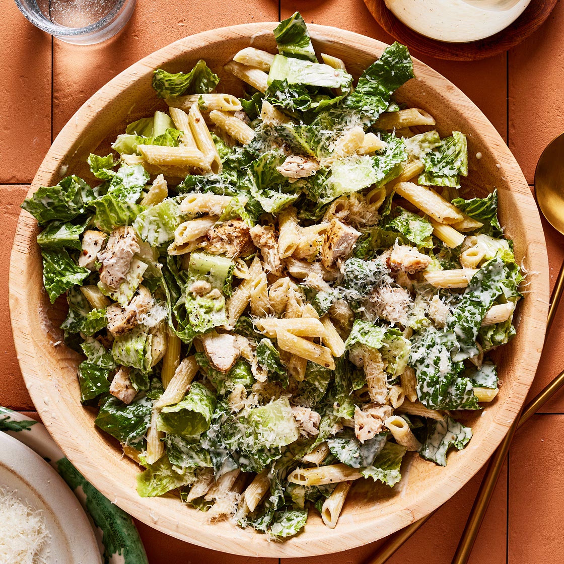 The Ultimate Chicken Caesar Pasta Salad