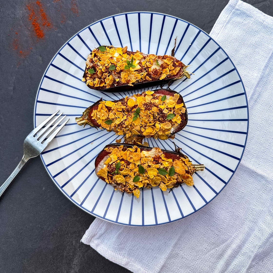 Aubergines farcies croustillantes 