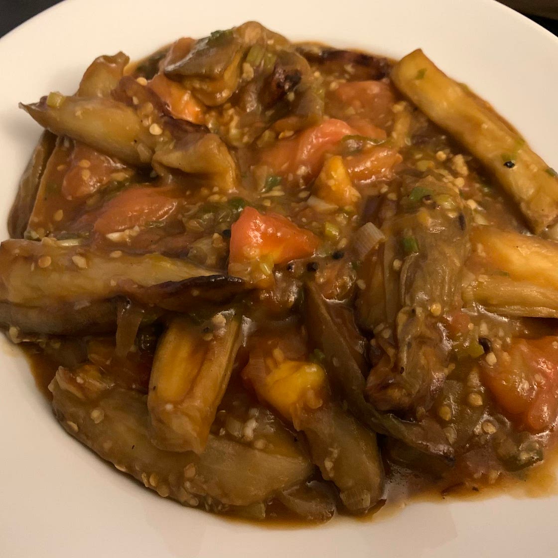 Braised eggplant with tomatoes