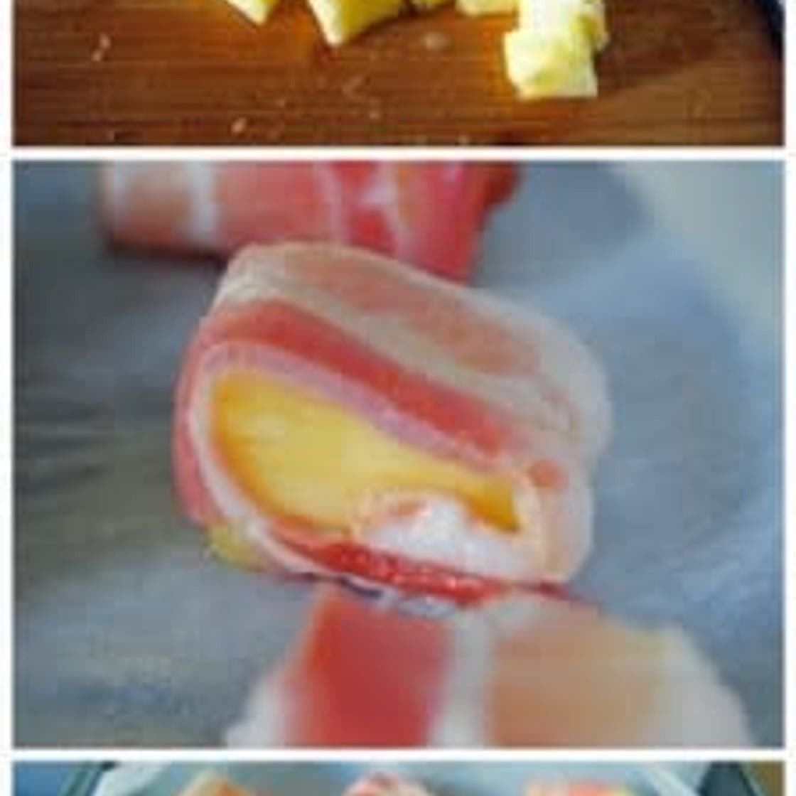 Fruit Skewers Pineapple Wrapped in Bacon FAVORITE
