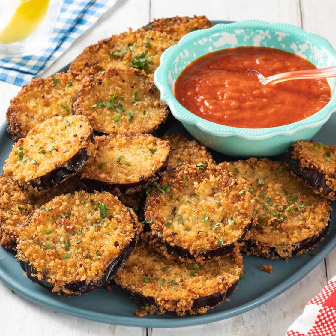 Fried eggplant & ketchup