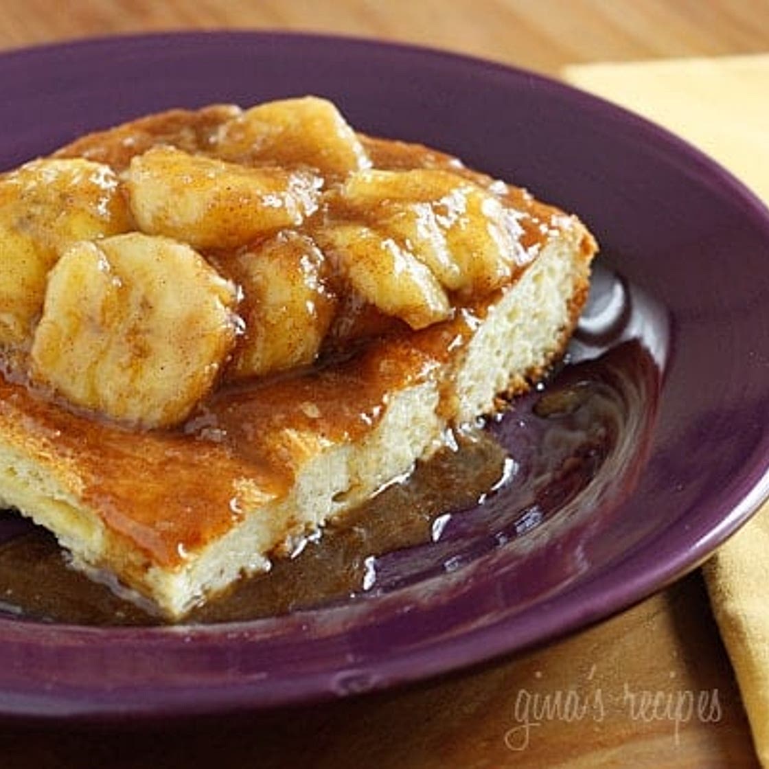 Bananas Fosters Topped Overnight French Toast