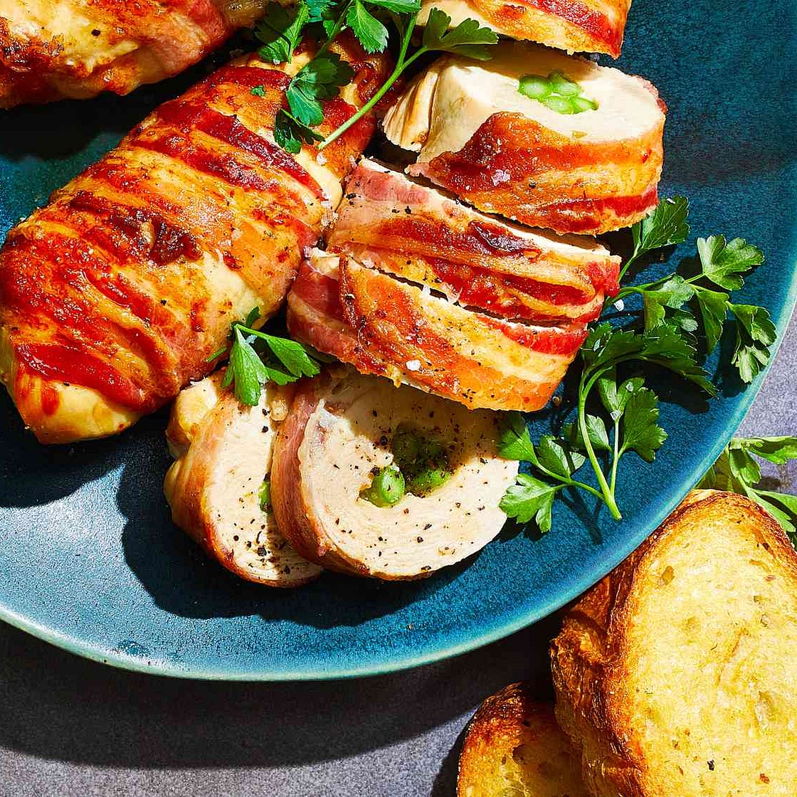 Bacon-Wrapped Stuffed Chicken Breasts in the Air Fryer