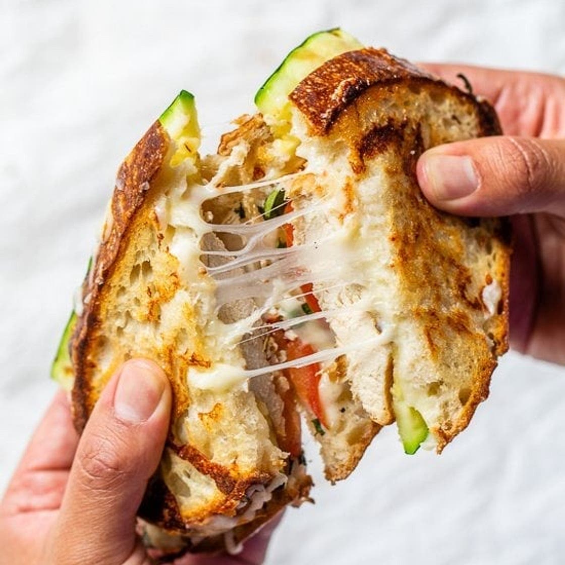 Grilled Chicken Panini with Zucchini, Tomato, and Mozzarella