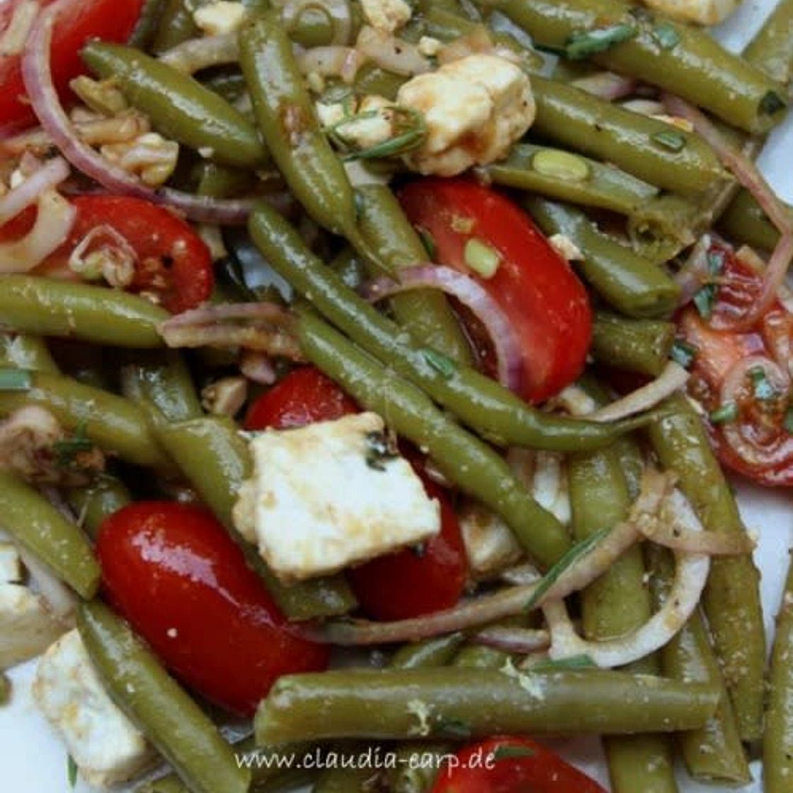 Grüner Bohnensalat mit Tomate und Feta