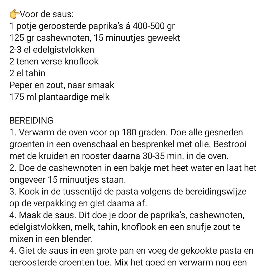 Romige pasta met geroosterde groente