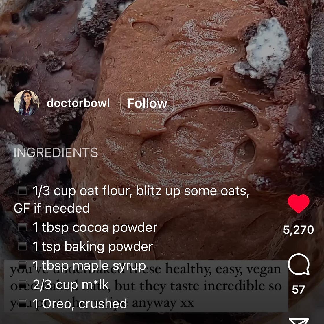 Choc Baked Oats (no 🍌)