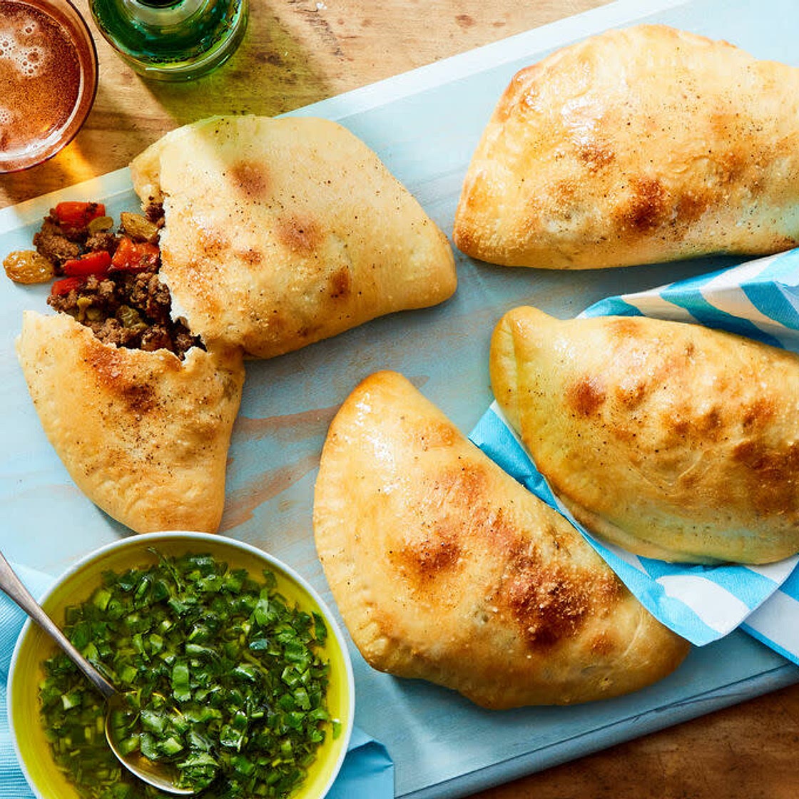 Beef Empanadas with Homemade Dough and Chimichurri Sauce
