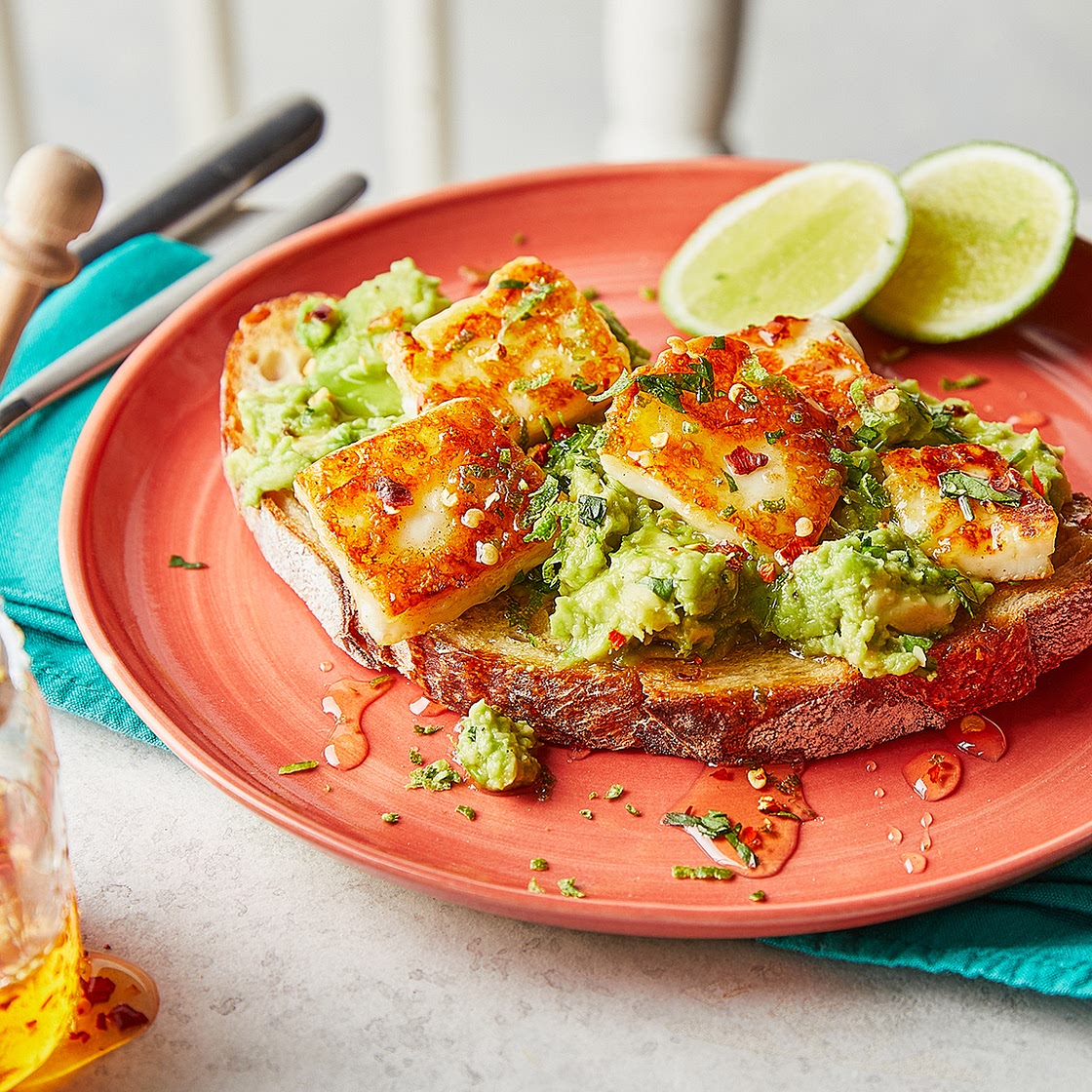 Hot honey halloumi avocado toast