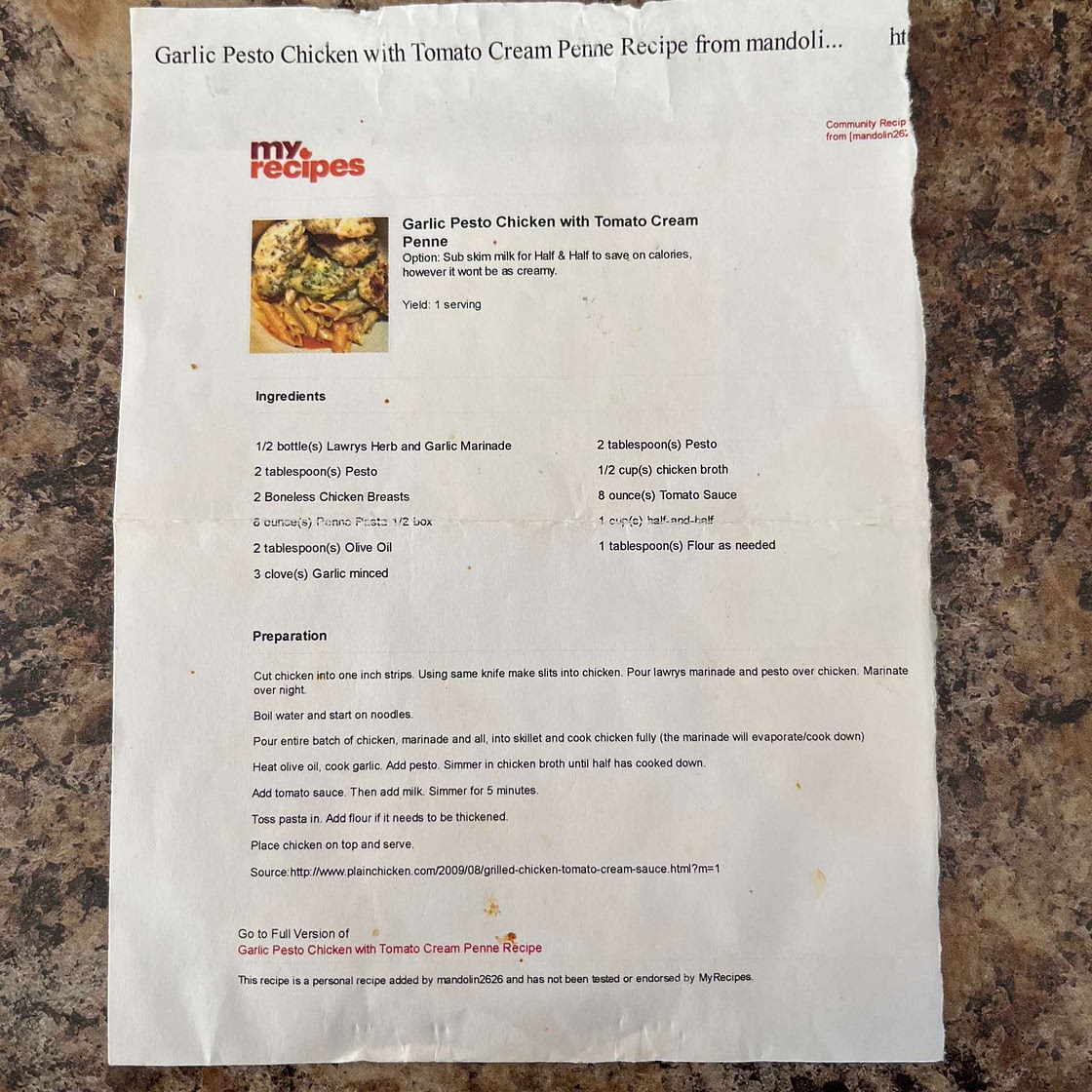 Garlic Pesto Chicken with Tomato Cream Penne