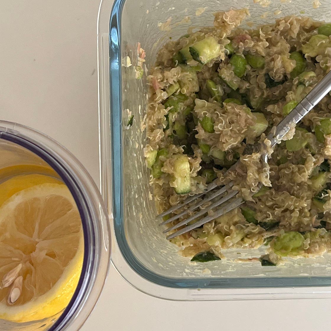 18 minute Easy High Protein and Fibre Quinoa Green Veggie Salad 