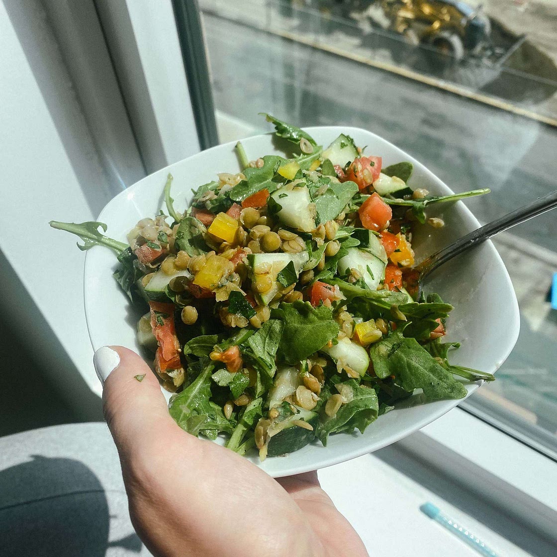 Lentil lunch bowl