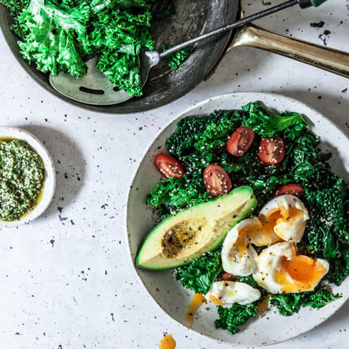 Prepped Pesto, Kale + Egg Bowl
