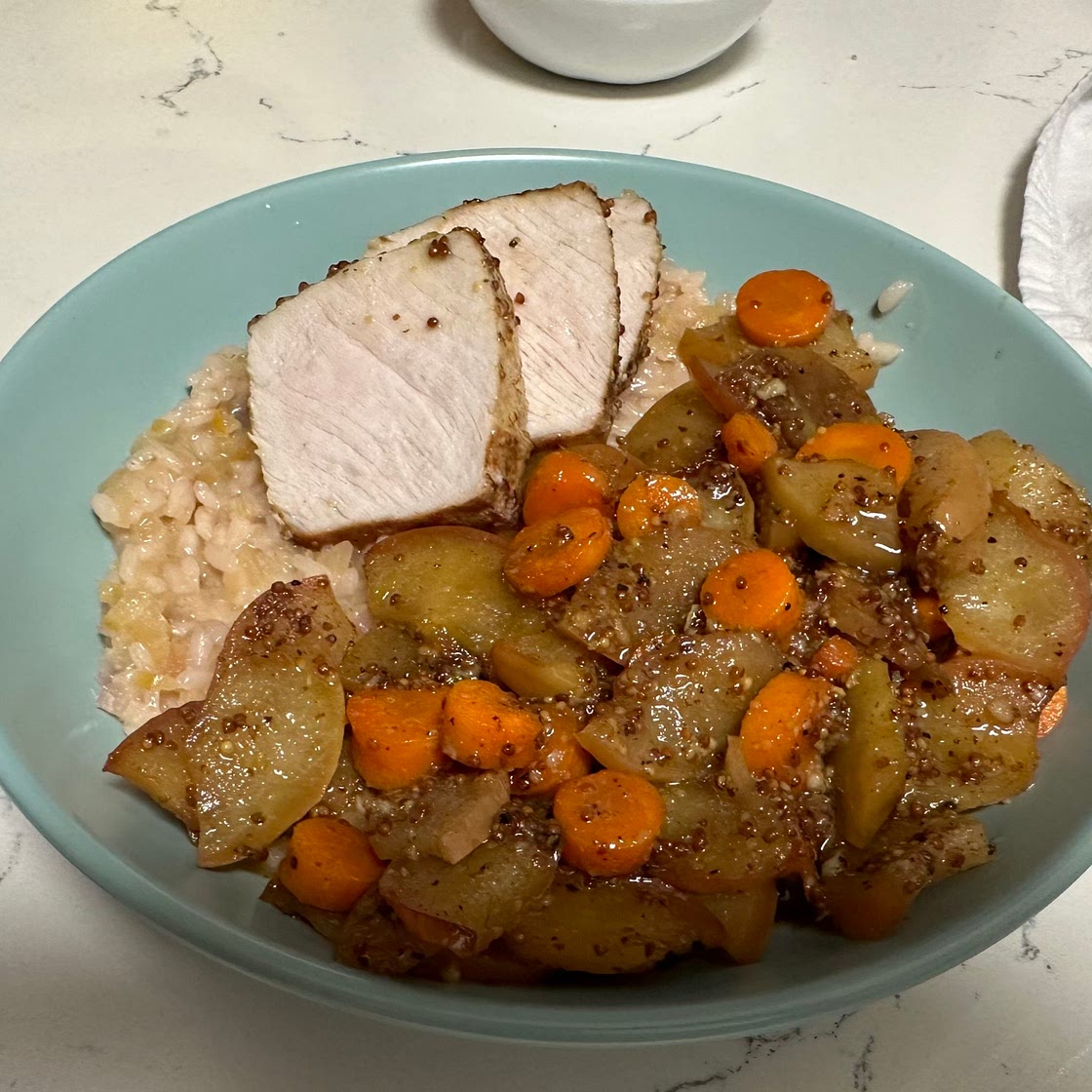 Pork tenderloin and Apple Risotto