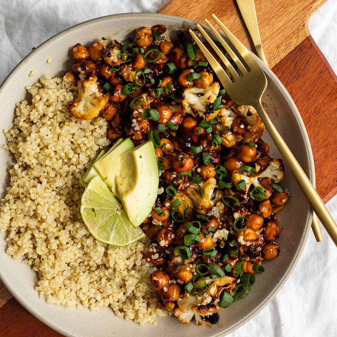 Hot Honey Sticky Cauliflower and Chickpeas
