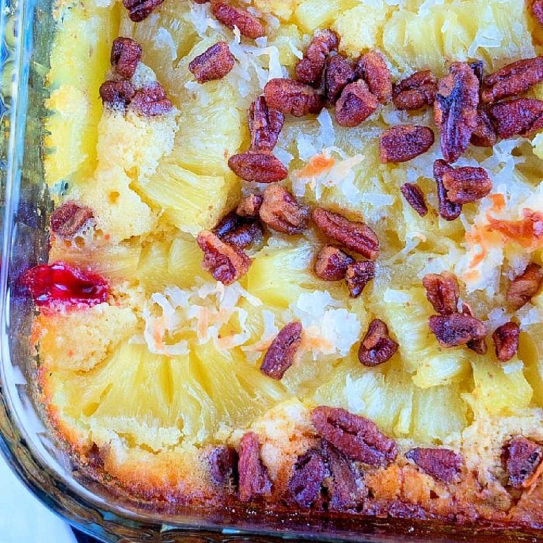 Cherry Pineapple Dump Cake with White Cake Mix