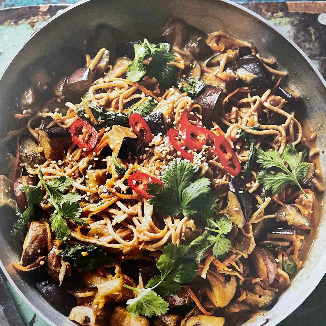 Chilli Peanut Aubergine Noodles