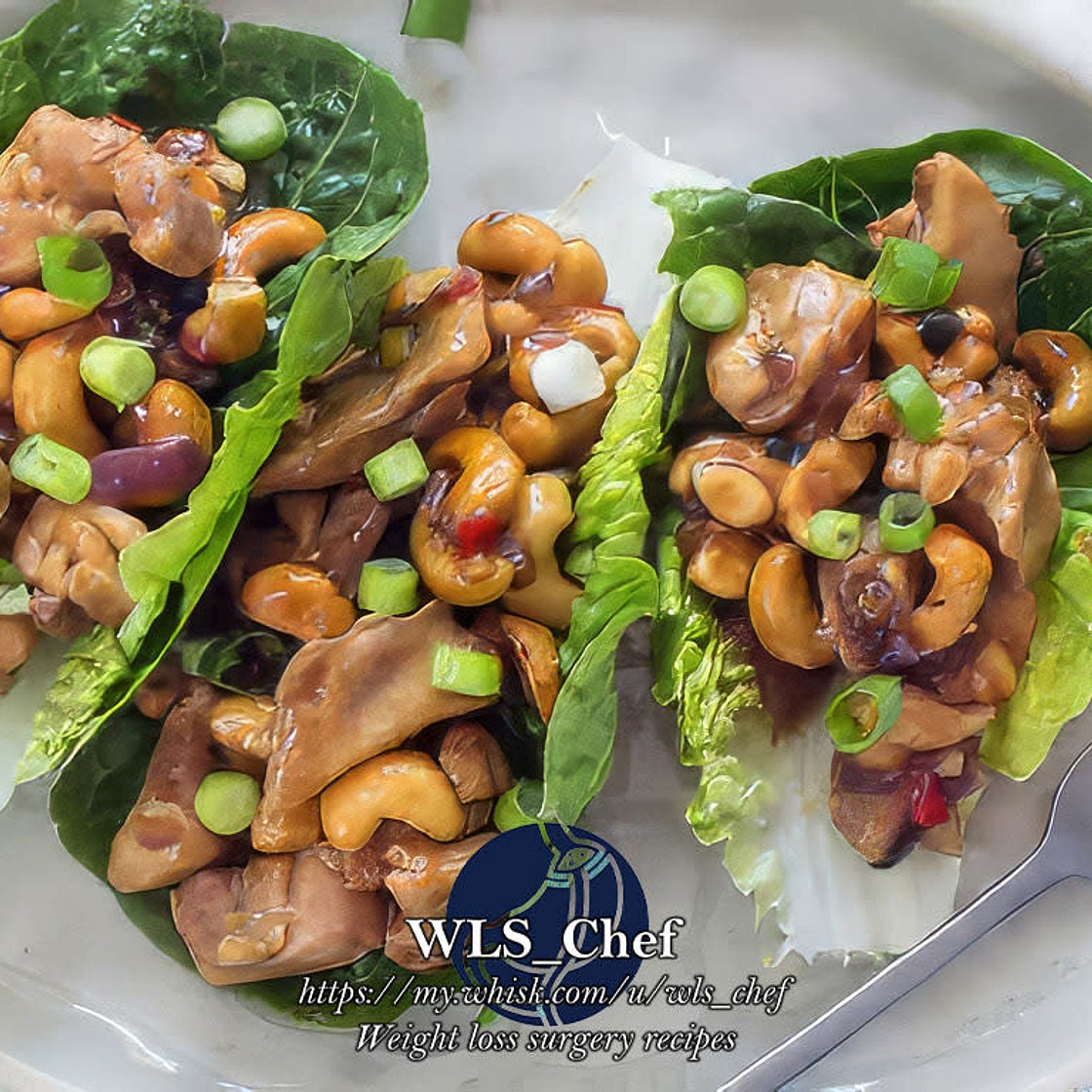 Chicken and Cashews in Lettuce boats