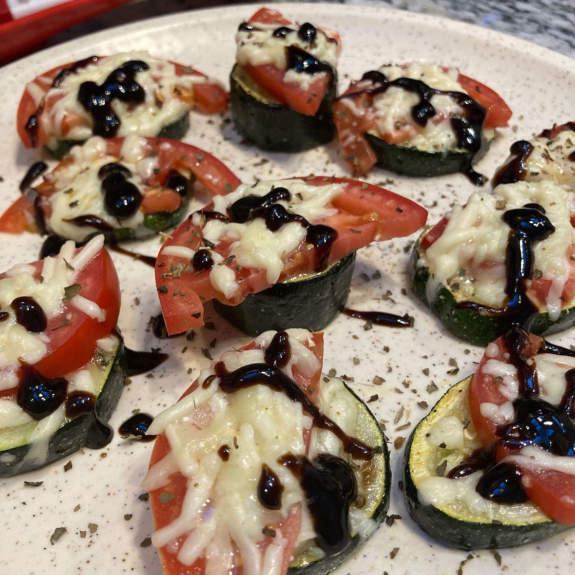 Skillet Zucchini Margherita Pizza Bites