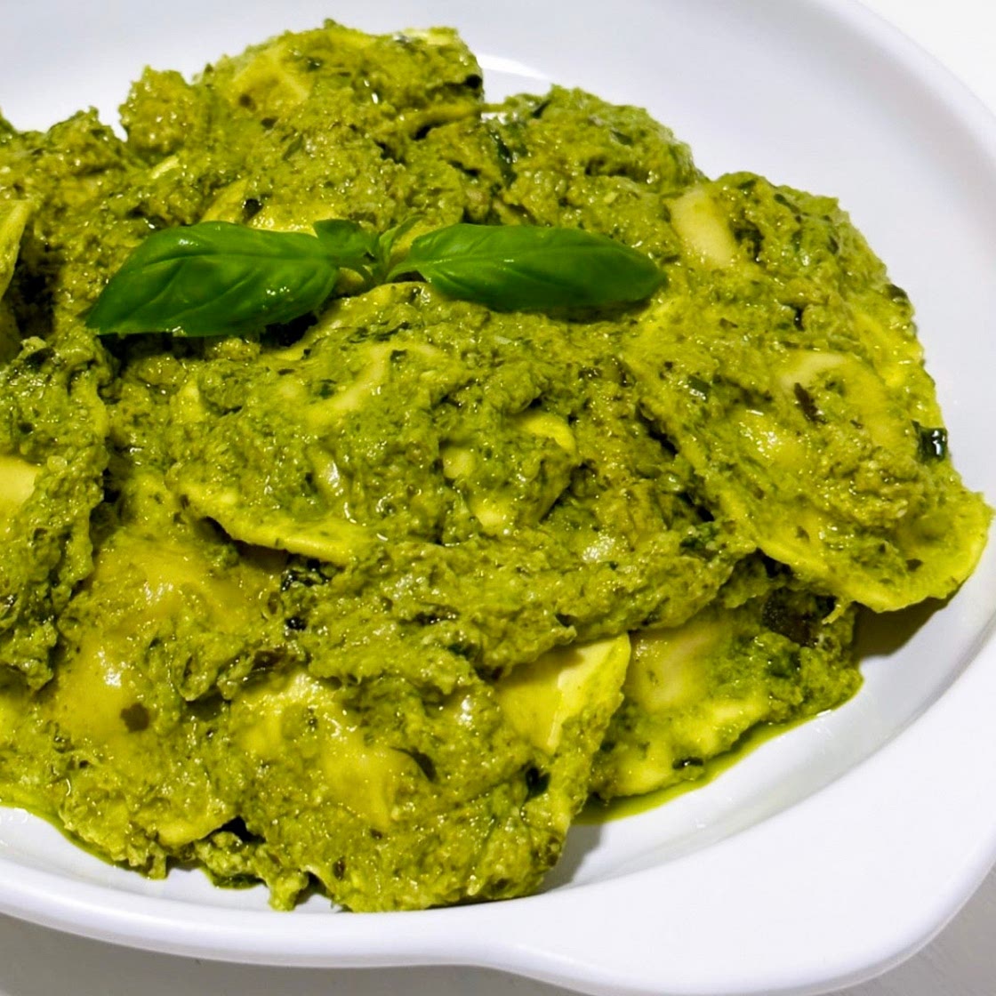 Ravioli in Basil and Yogurt Pesto