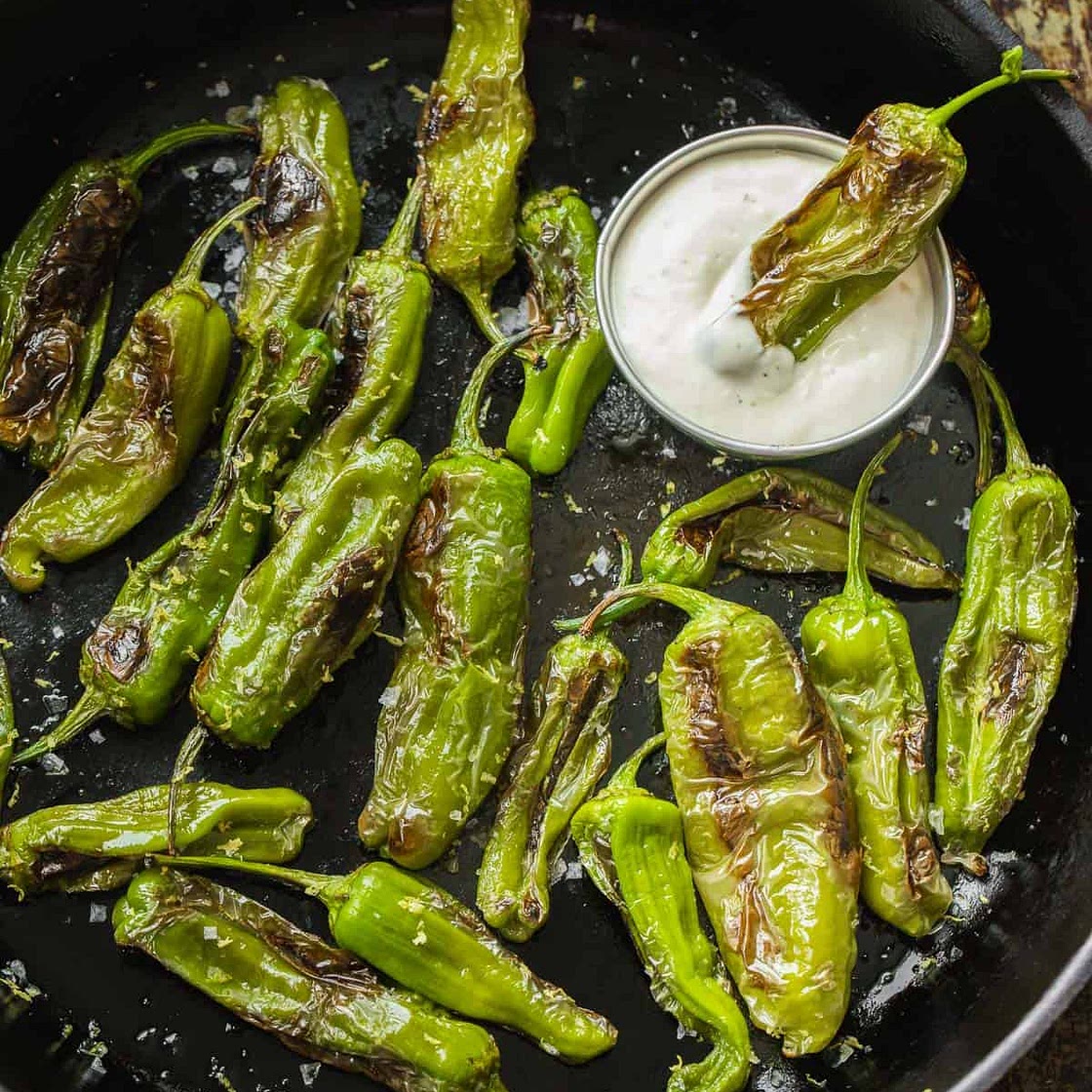 Peppers Shishito Blistered with Garlic Aioli Dip