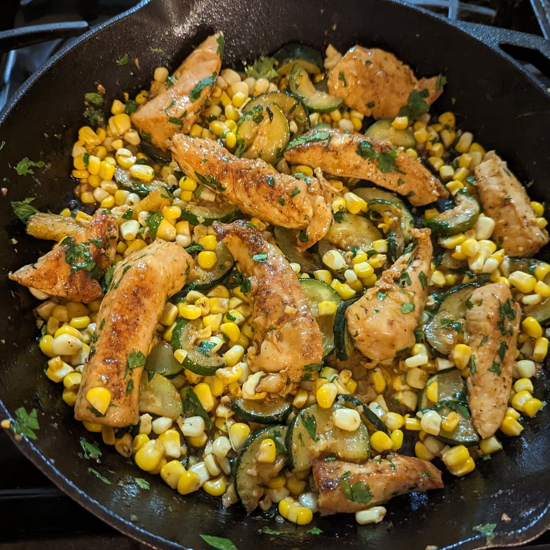 Garlic Butter Chicken with Zucchini and Corn - One-Pan, 30-Minute Meal