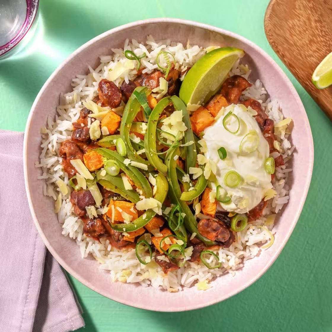 sweet potato and bean burrito bowl