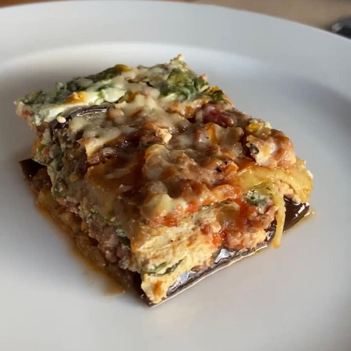 GRILLED EGGPLANT LASAGNA WITH RICOTTA SPINACH FILLING 🍆🌱✨