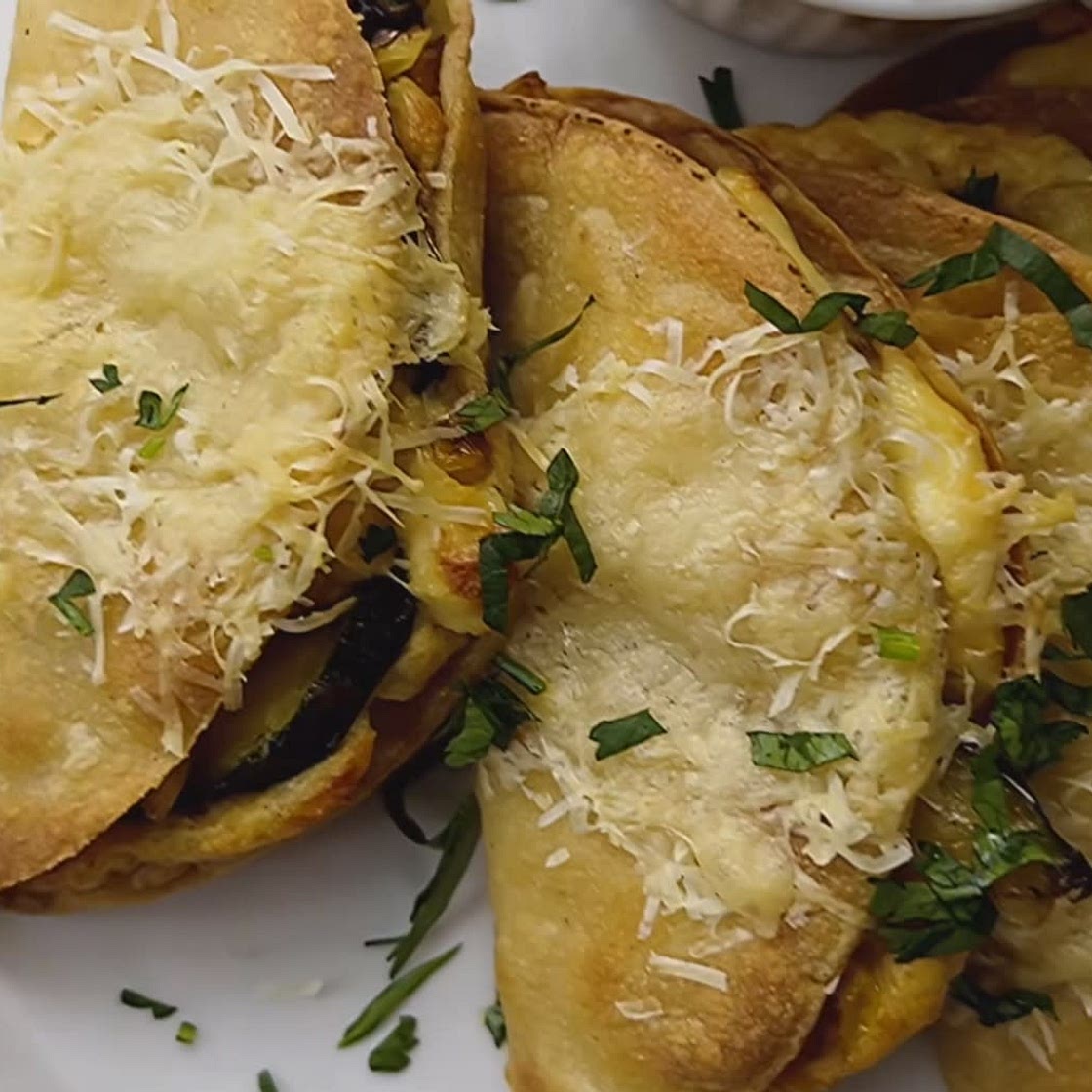 Zucchini corn tacos with three cheeses