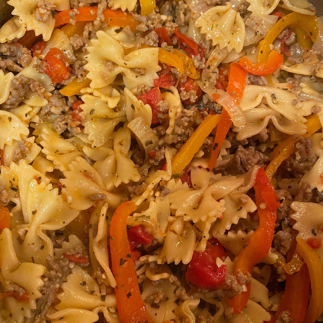 Turkey Sausage, Pepper and Onion Skillet