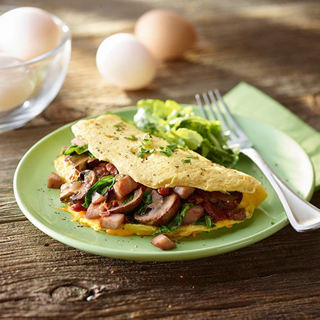 Bacon, Ham and Cheese Omelet