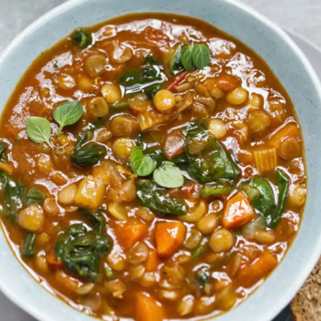 Sopa de Lentejas y Espinacas