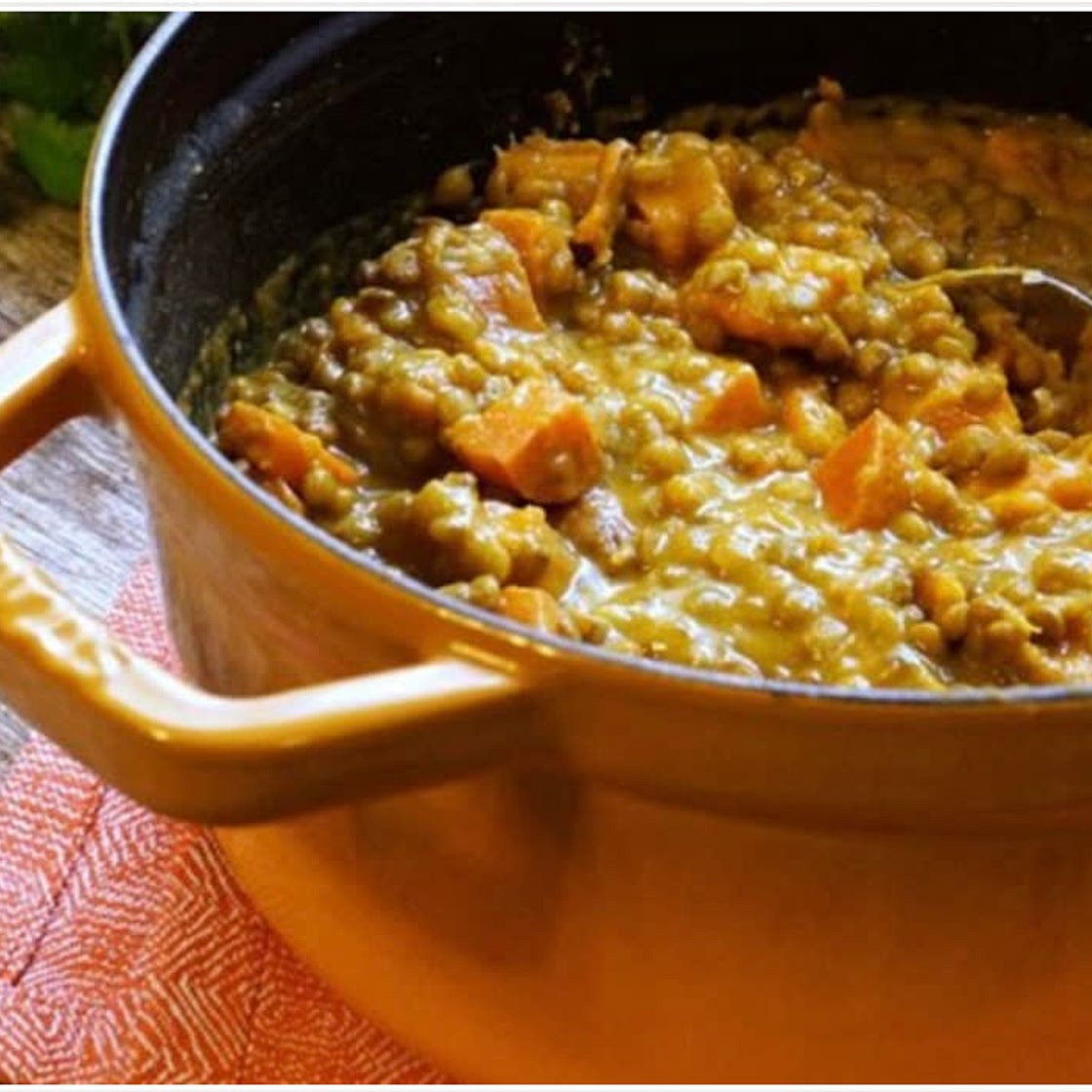 Easy lentil, sweet potato and cocoun Curry