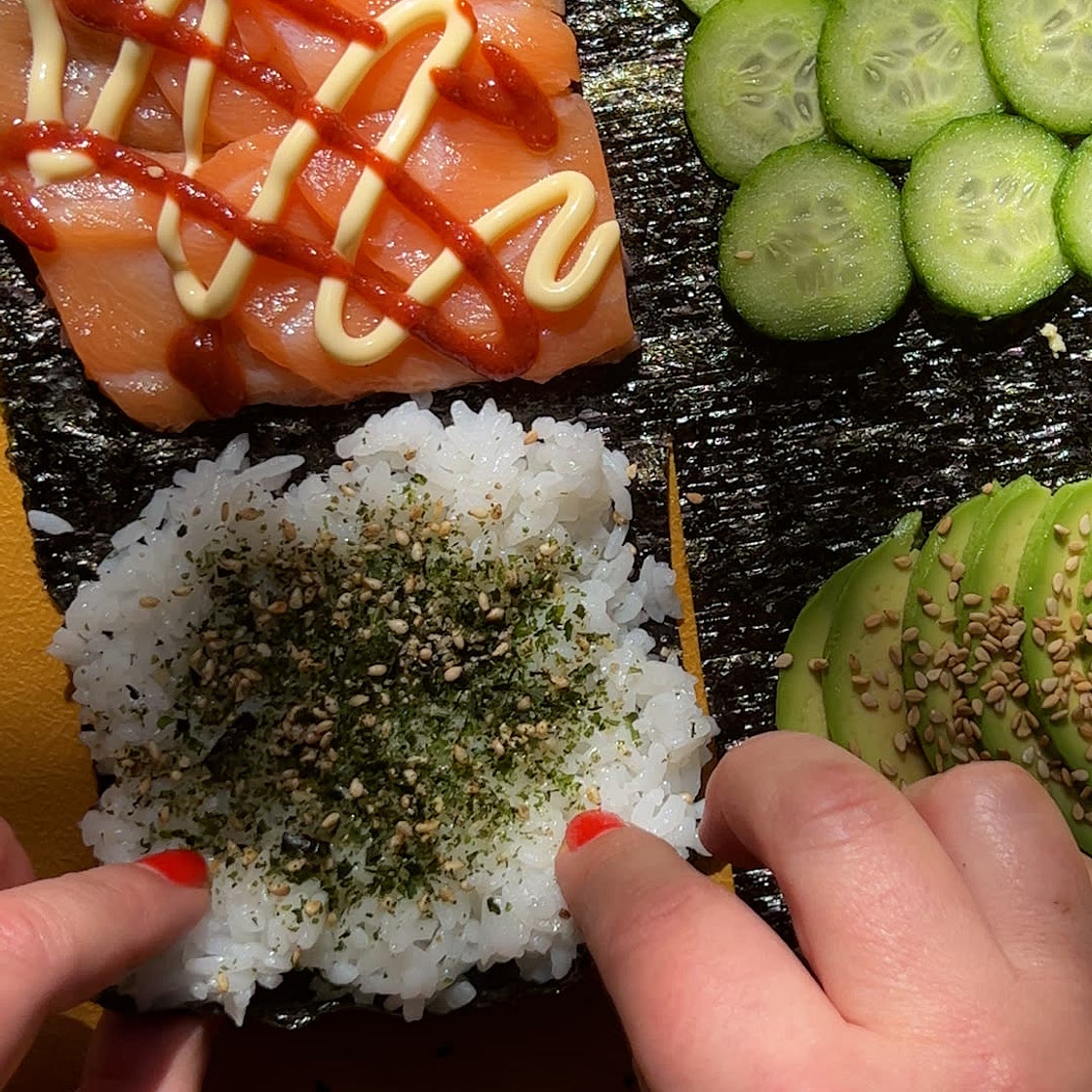 Spicy Salmon Sushi Nori Wrap