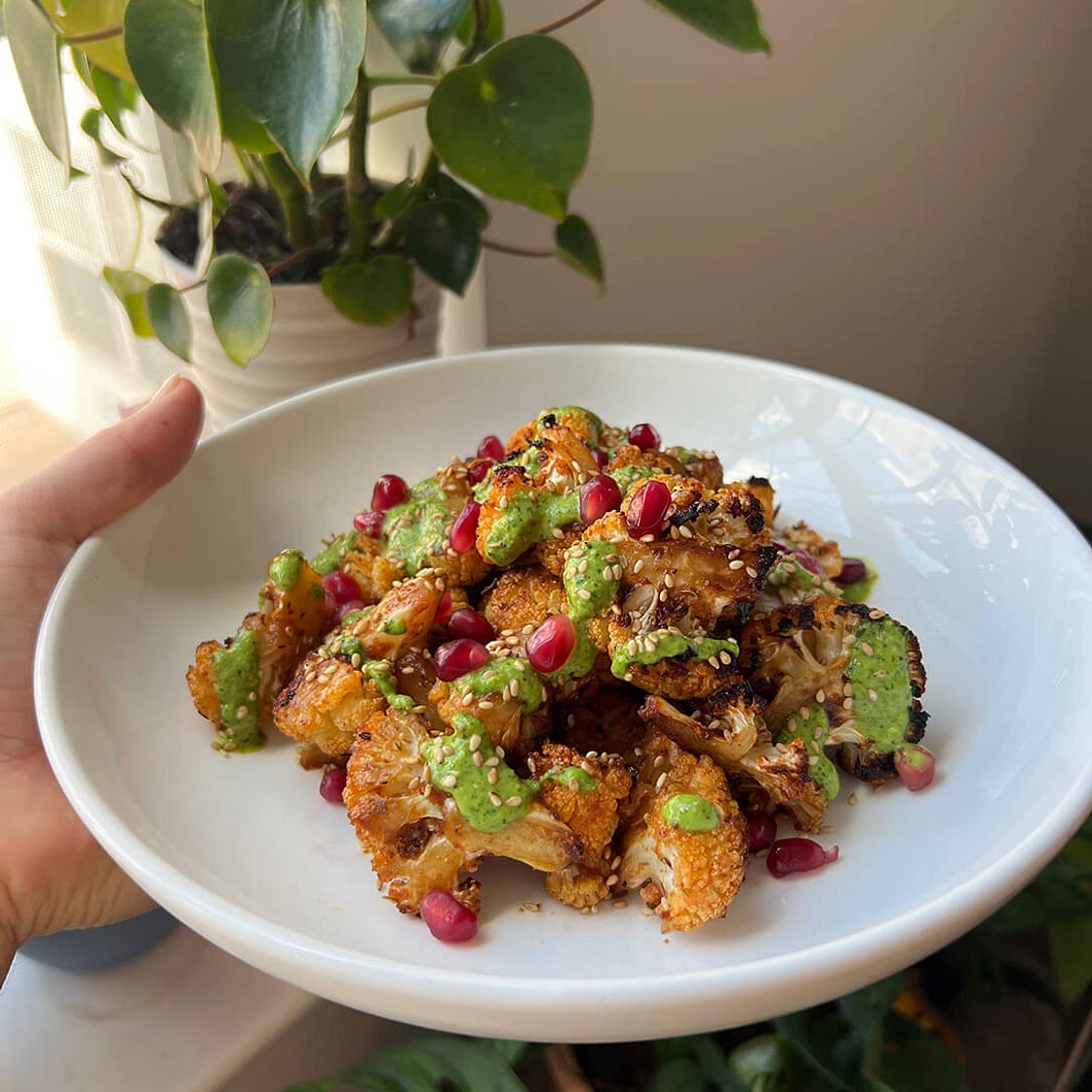 Blackened Cauliflower with Green Tahini