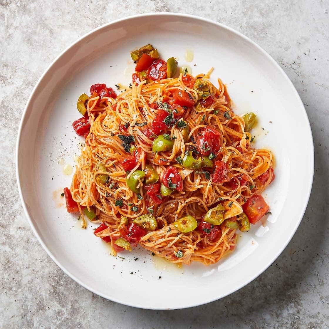 Capellini w/ Smoked Paprika & Olives