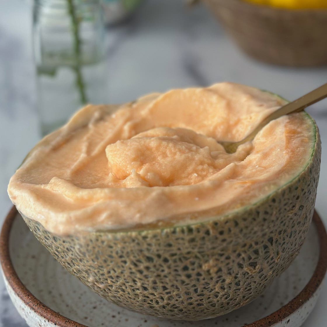 3 Ingredient Melon Rose Sorbet (dairy free)