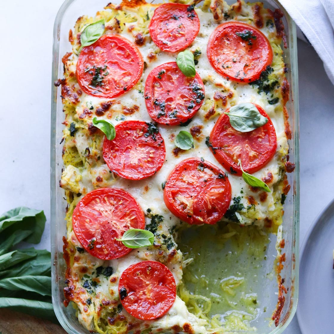 Pesto Chicken and Spaghetti Squash Bake (Low Carb, Gluten Free)