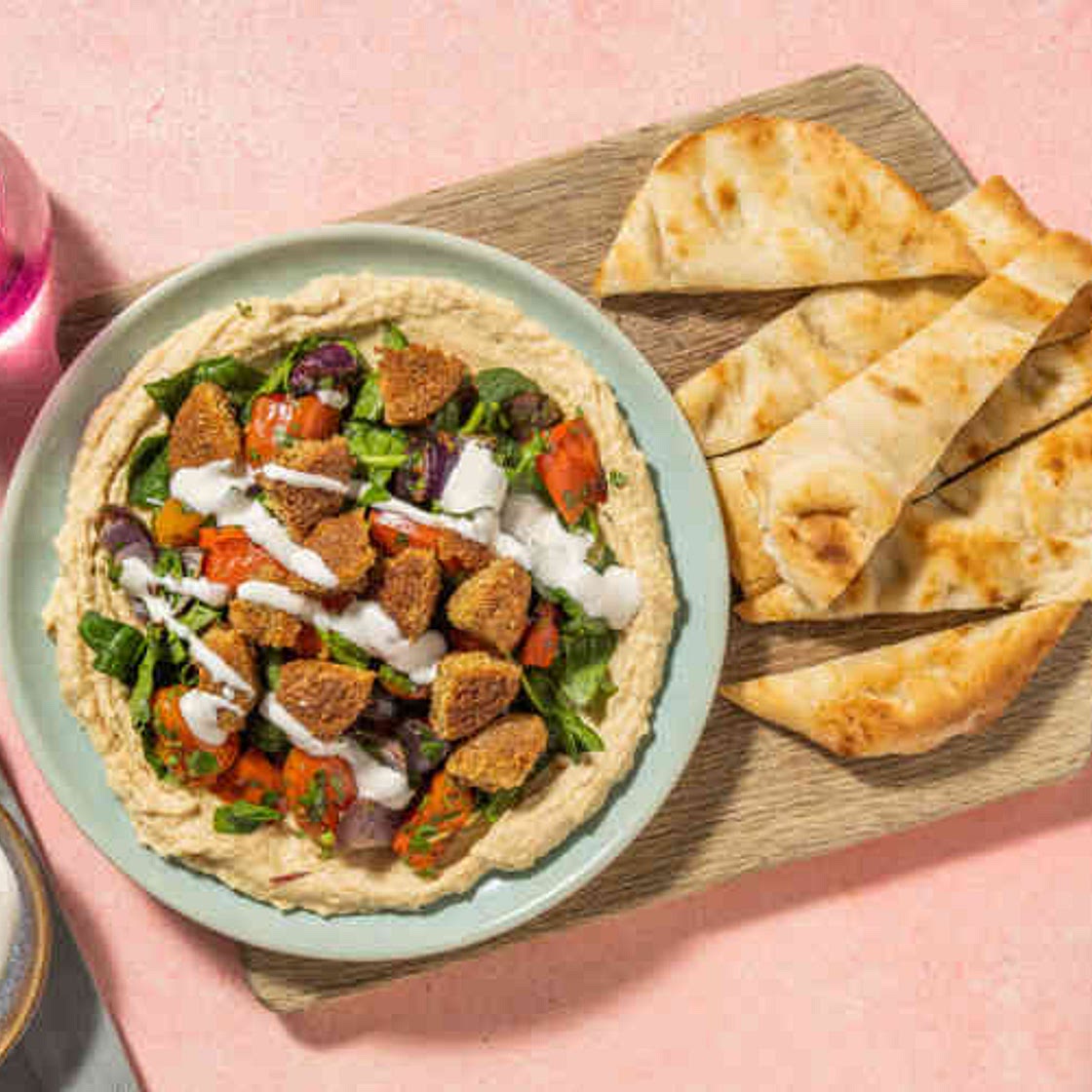Crispy Falafel Crumble Hummus Plates
