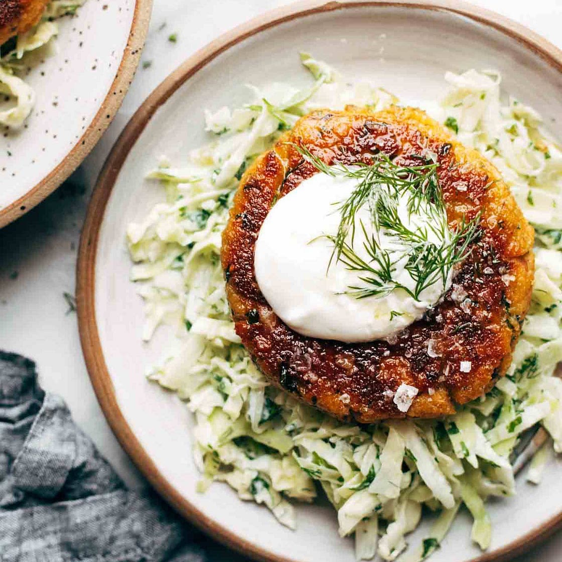 Salmon Burgers with Slaw
