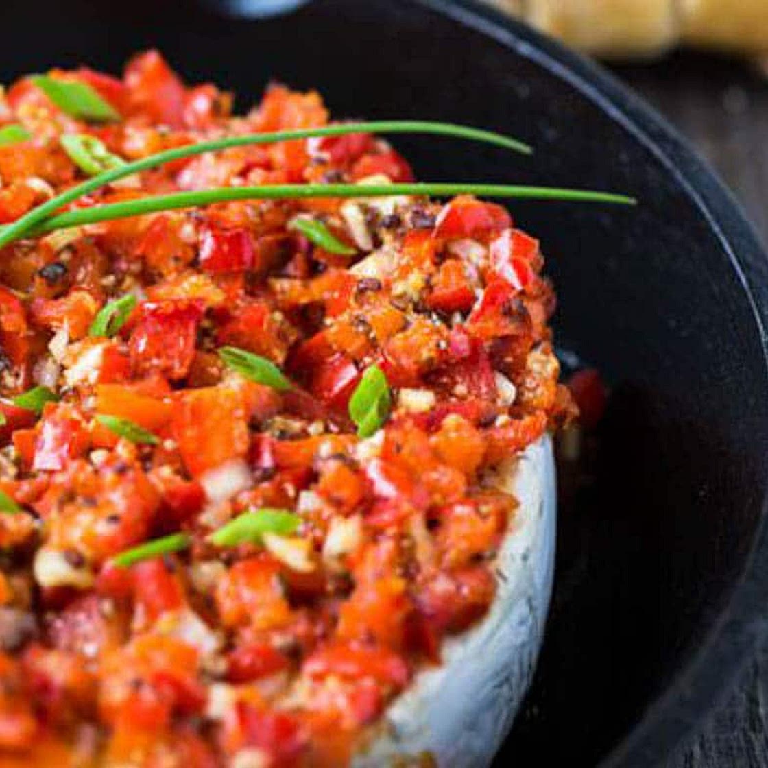 Garlic and Red Pepper Baked Brie