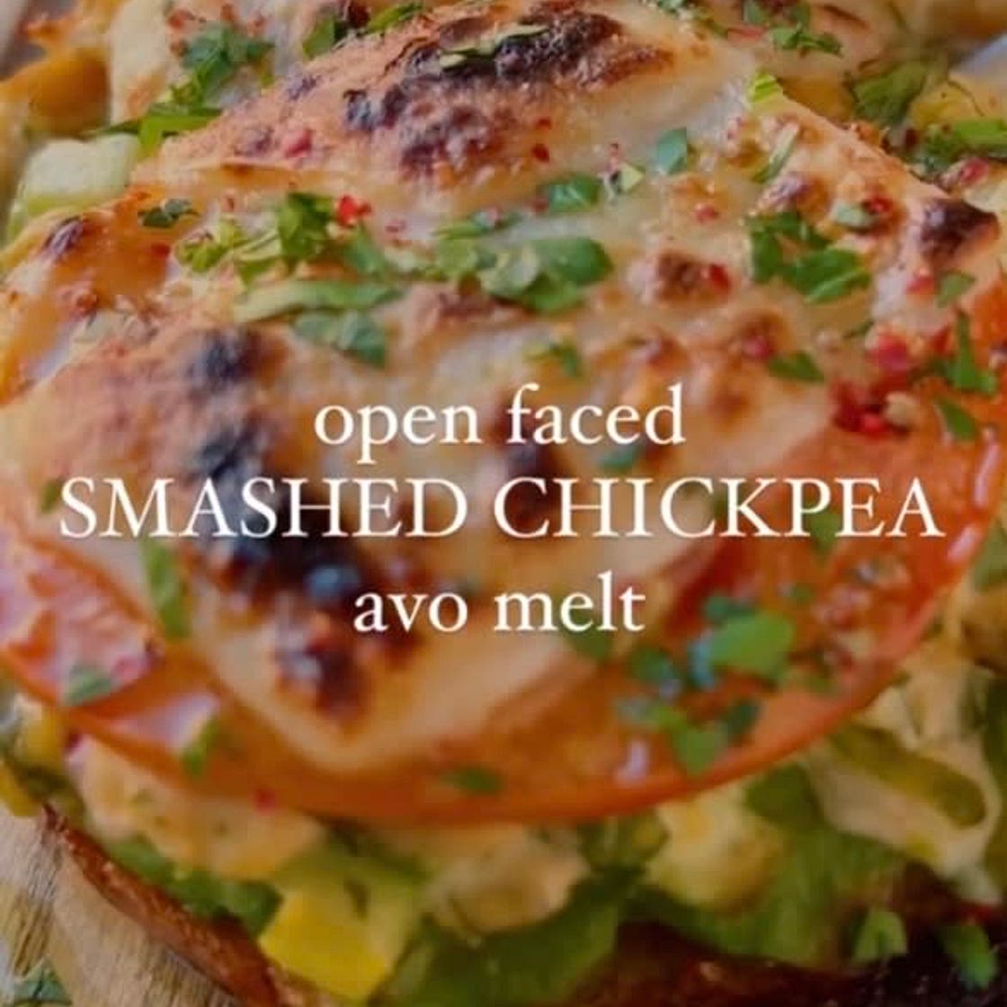 Open Faced Smashed Chickpea Avocado Melt
