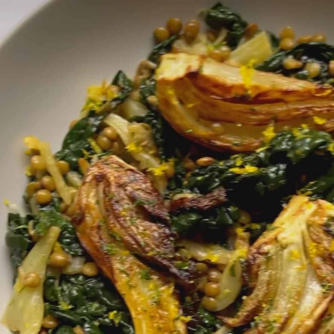 Fennel, lentils and kale