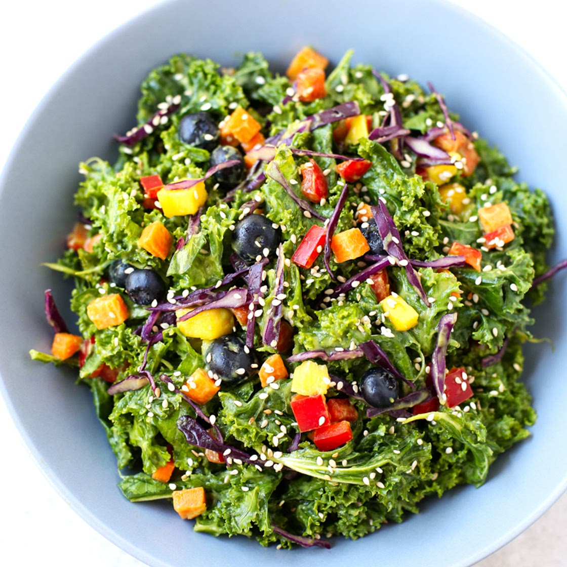 Oil Free Rainbow Kale Salad